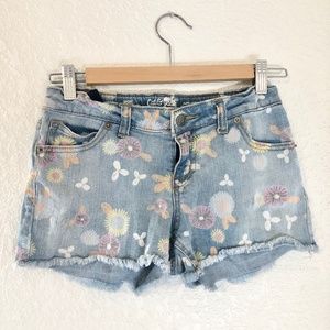 Girls Cat & Jack Denim Floral Shorts Size 10/12